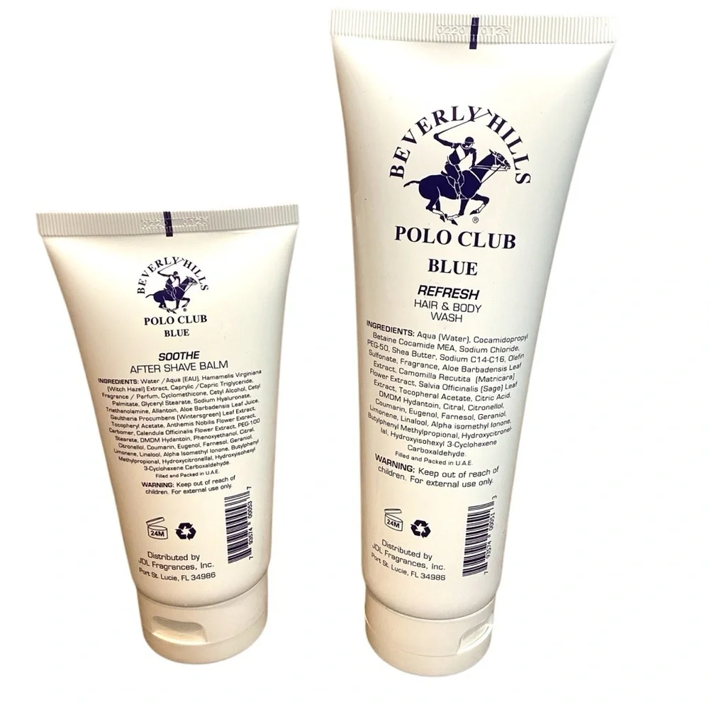 Beverly Hills Polo Club Blue After Shave Balm & Hair‎ and Body Wash SEALED NEW